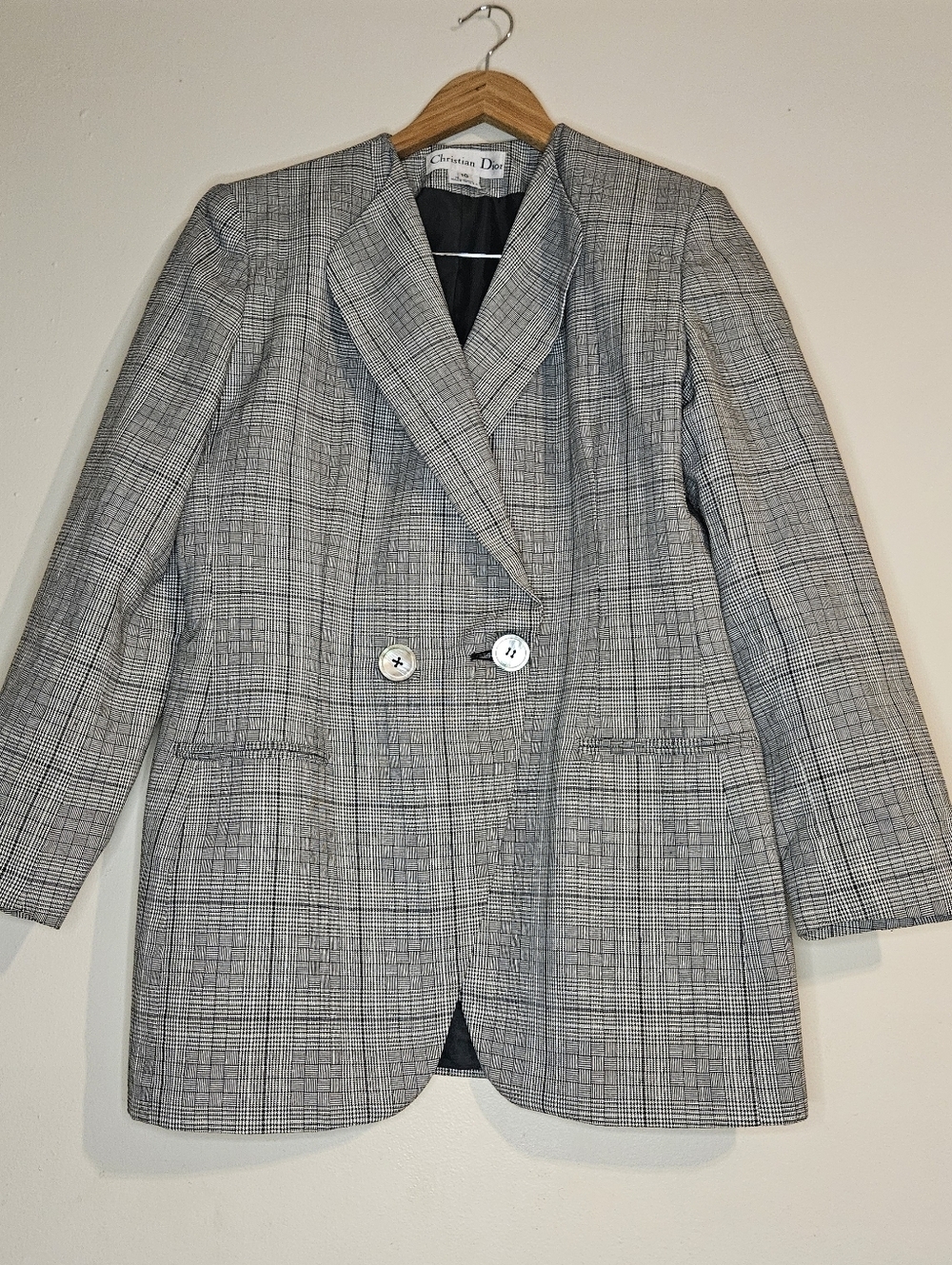 Vintage Christian Dior Women's Blazer Size 10 – Houndstooth / Glen Plaid